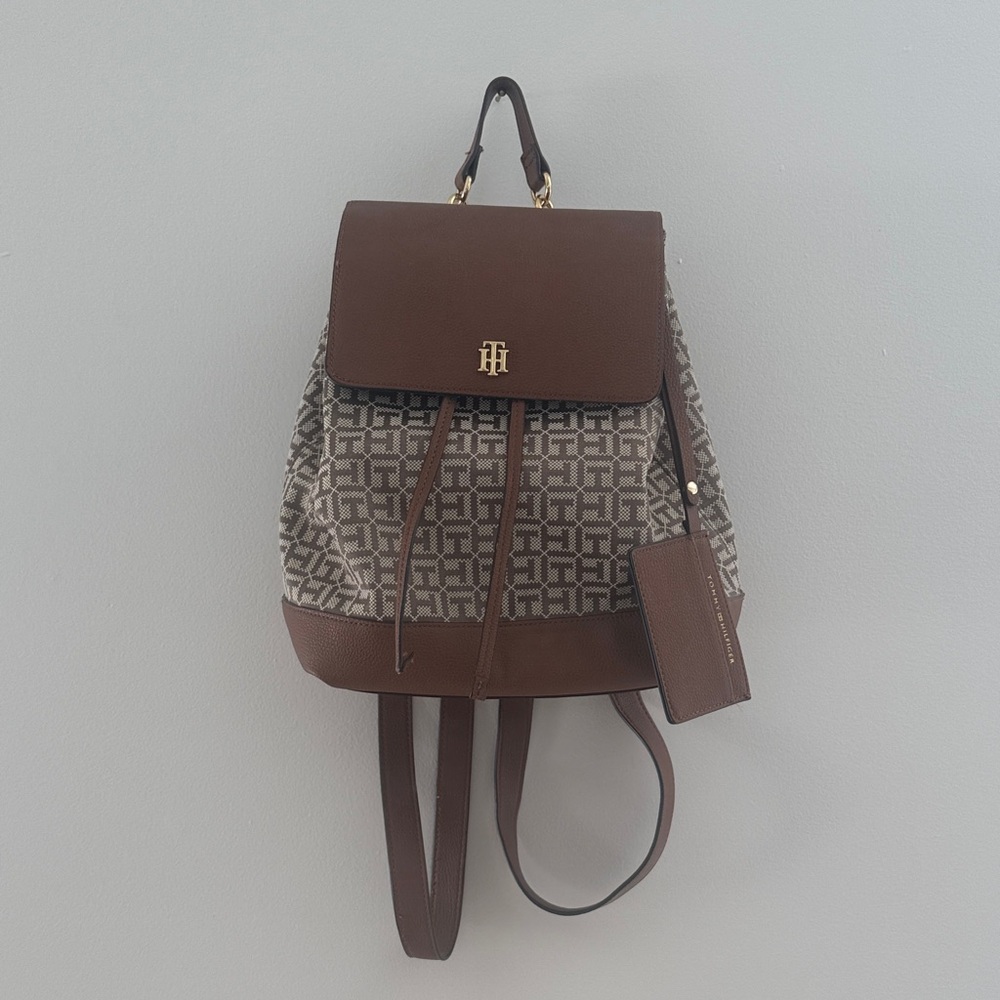 Tommy Hilfiger Brown and Cream Backpack